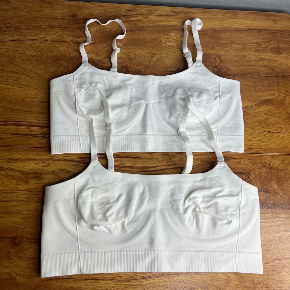 Free People Set of 2 Seamless Bralettes Sz S White Longline Adjustable